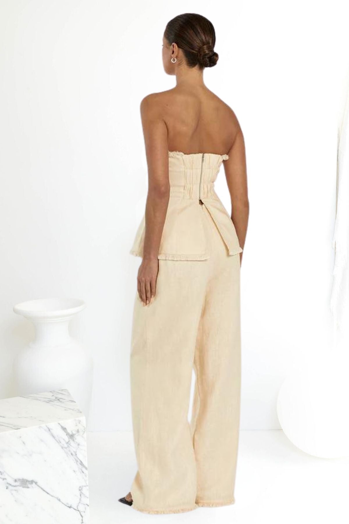 DISSH Zahara Lemon Linen Fringed Top & Pant