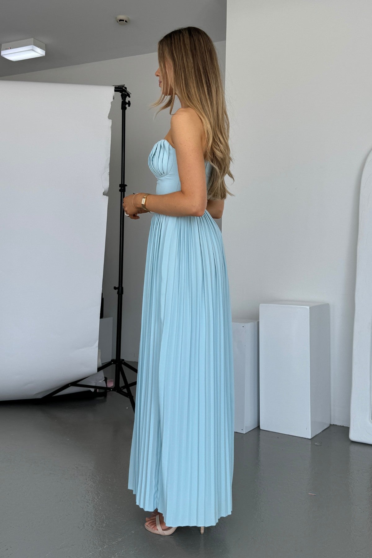 House Of CB Marcella Pleated Maxi Dress (Ocean Blue)