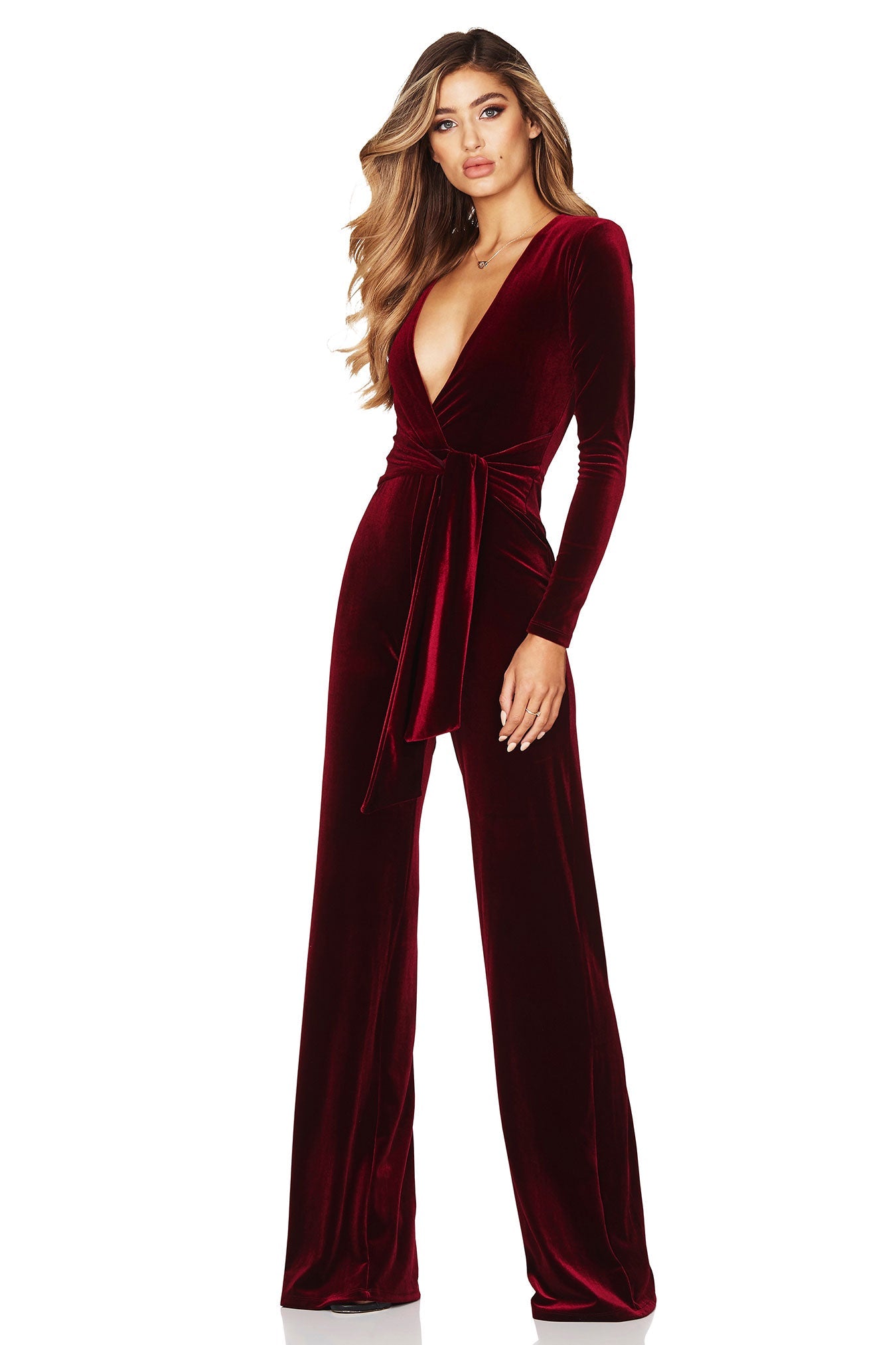 BUY IT NOOKIE Vamp Velvet Jumpsuit (Wine Red),Dress for a Night