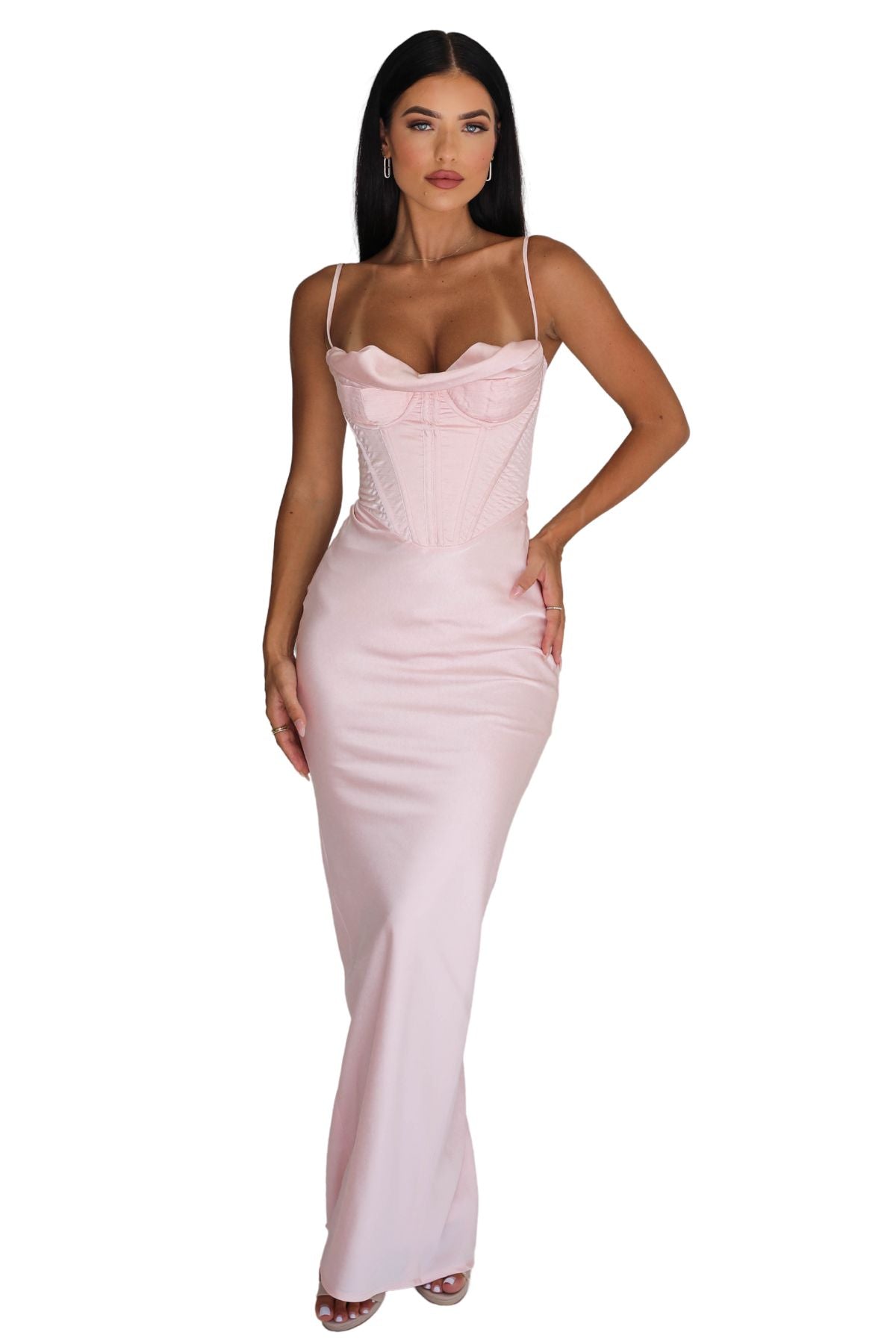 House Of CB - Ombre Gathered Maxi Dress - Pink < ONS Boutique