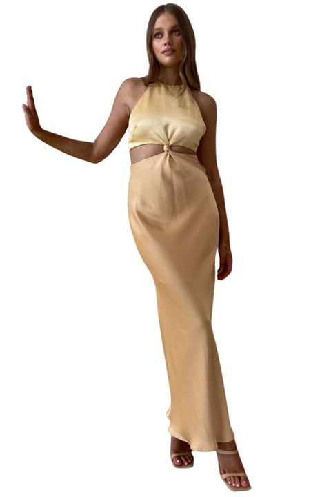 Hire Bec + Bridge Carrie Halter Maxi Dress in Multi Yellow Gold –  TheOnlyDress Hire