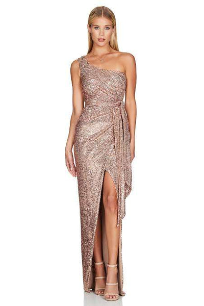 Rent NOOKIE Palazzo Gown Rose Gold Hire this 159 Dress for